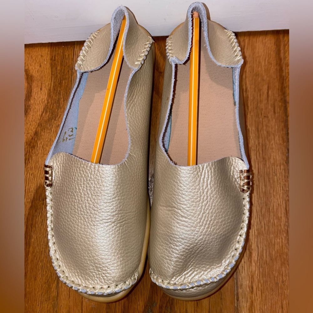 Rubber Soled, Slip-on Leather Moccasins - 8.5